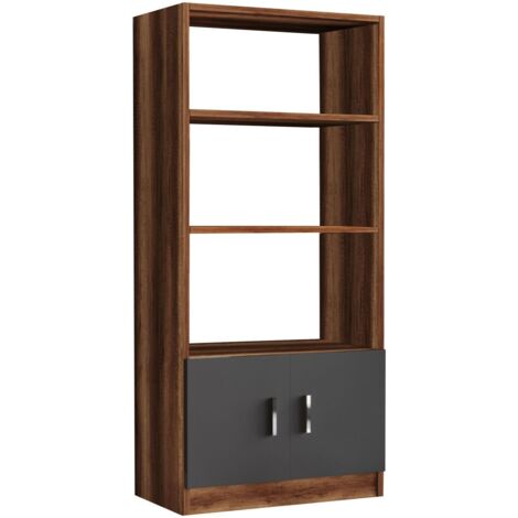 Bibliothèque moderne Busymo Chêne foncé et Gris (1/5)