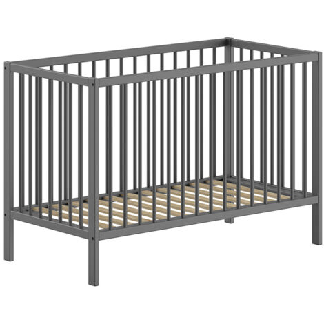 Lit bébé réglable 60x120 cm en hêtre anthracite - KALSTA (1/5)
