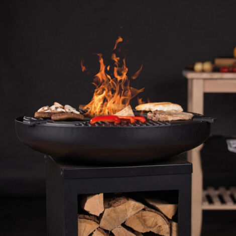 Barbecue Pallas 4 brûleurs en acier avec plancha fonte – Rangement bois intégré – Pour soirées au jardin – Bbgrill (1/5)
