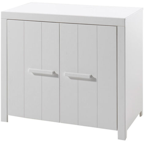 Commode 2 portes pin massif laqué blanc Erik (1/2)