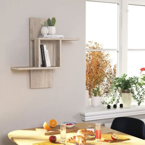 Etagère murale 1 niche 64x20x70 cm décor chêne (1/3)