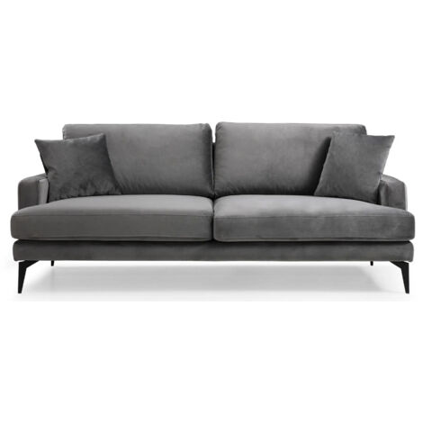 Divano Altadena 373, Grigio, 205x90x88cm, Arazzo, Gambe: Metallo (1/5)