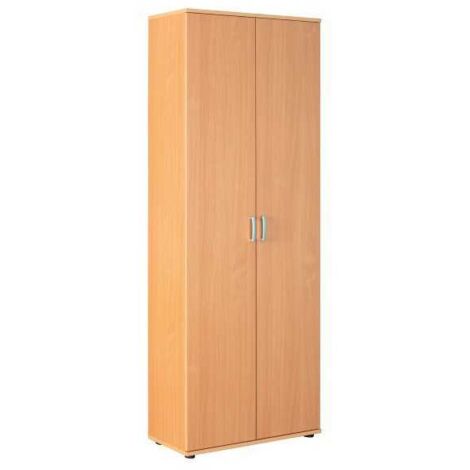 Armoire à deux portes avec étagères en stratifié, couleur hêtre, Dimensions 70 x 189 x 34 cm (1/5)