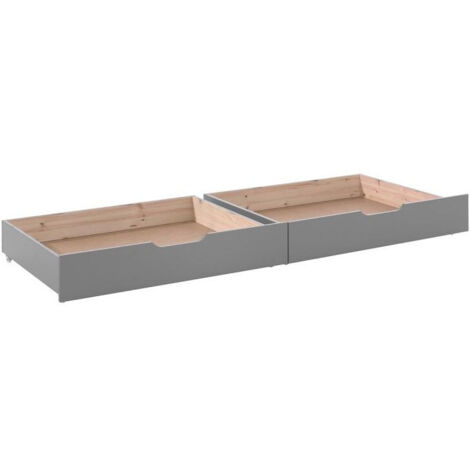 Tiroir de lit pin massif gris Pino - Lot de 2