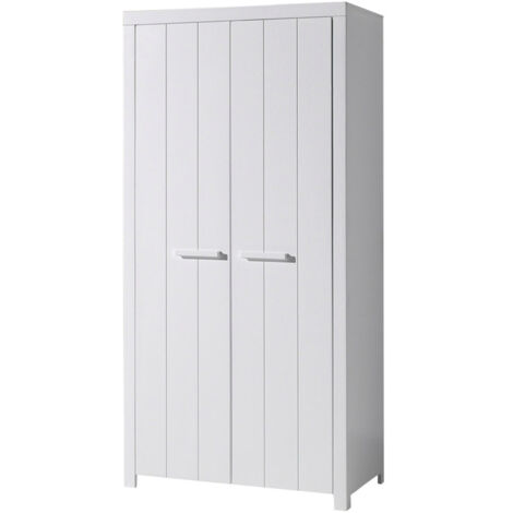 Armoire 2 portes pin massif laqué blanc Erik