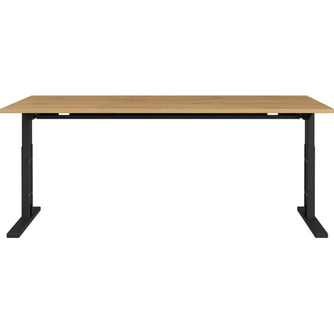 Bureau réglable 180x80x70 à 81 cm chêne et noir - FIRO (1/3)