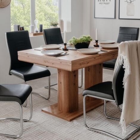 Les Tendances – Table extensible chêne artisan 140/220 cm – 90 cm de large – 80 cm de haut – 2 extensions intégrées pour 8 couverts (1/10)