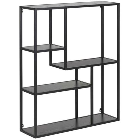 Etagère design 75x20x91 cm décor noir et métal noir - FYNCA (1/3)