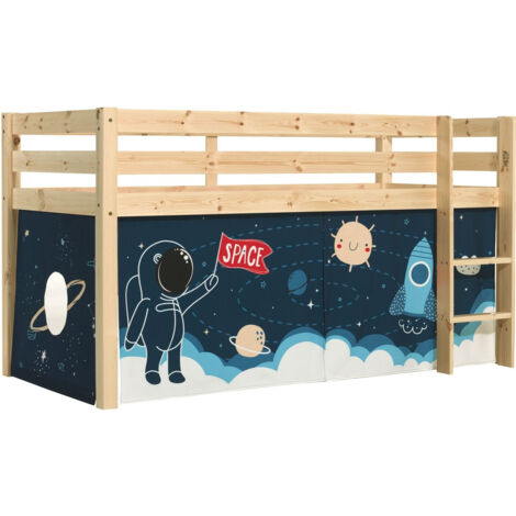 Lit mi-hauteur Charlotte avec tente de lit Space Shuttle - bois (1/3)