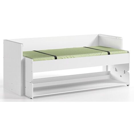 Lit transformable 90x200 en bureau bois laqué blanc Denver