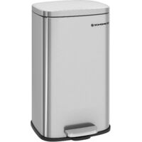 Songmics – Poubelle à pédale 30L en acier argent – Couvercle à fermeture douce – Seau intérieur amovible – Design compact pour cuisine