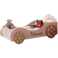 Lit voiture princesse 90x200 bois rose Cara
