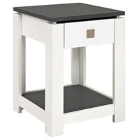 Table d'appoint 1 tiroir 40x40x55 cm gris foncé et blanc - JOSEF