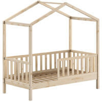 Lit cabane enfant 70x140 cm en pin massif naturel - DIKA