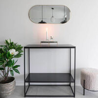 M&S – Miroir mural ovale en acier noir 35x80 cm – Finition élégante pour décoration moderne – Résistant et durable