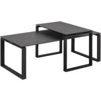 Lot de 2 tables basses en céramique et métal noir - ODELYA