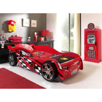 Lit 90x200 Night Speeder sommier inclus et Armoire 1 porte pompe à essence Vipack Car Beds - Rouge