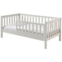 M&S – Lit junior 70 x 140 cm en bois de pin laqué – Sommier à lattes fixe – Design classique blanc – Côtés élevés pour sécurité