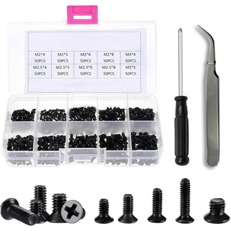 Lot 50 Vis M2 X 10mm – Tête Cylindrique Pozidriv, Acier Carbone Zingué Noir