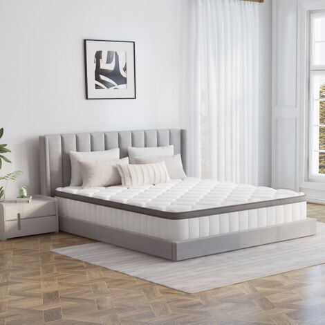 Matratze 140×190 cm, 7-Zonen Taschenfederkernmatratze, Höhe 25 cm, mit Spannbettlaken, Härtegrad H3, Hypoallergen, Gronfont
