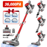 Akku Staubsauger 36000Pa 500W – Kabelloser Handstaubsauger mit 50min Laufzeit, 2 Saugstufen, 1,6L Staubbehälter für Teppiche & Hartböden, Gronfont, Rot