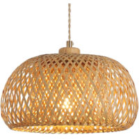Suspension en rotin, abat-jour en bambou 30 cm style bohème, lampe suspendue pour cuisine, plafonnier pour table à manger, salon, chambre (douille E27, sans ampoule)