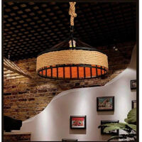 Lustre industriel vintage en corde de chanvre, 40 cm, luminaire suspendu rustique pour restaurant, bar, maison, sans ampoule