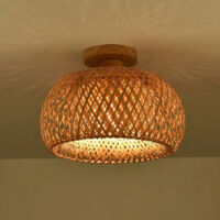 Luminaire plafond en bambou tissé 30 cm – Plafonnier minimaliste asiatique SE pour salon de thé, ferme ou maison d’hôtes, sans ampoule