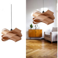 Suspension moderne JOYINLED en placage bois, lustre ondulé de 45 cm en chêne naturel, fabrication artisanale, douille E27, éclairage de plafond pour salon