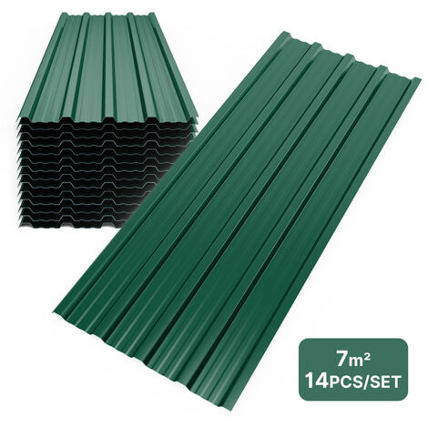 Mondeer – Panneau et lame de bardage tôle bac acier 14 pièces 110x46cm – Toiture en métal galvanisé – Étanche et anti-rouille – Pour abri de jardin - 14x110x