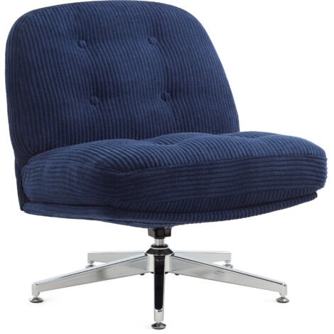 IWMH Chaise de Bureau, Fauteuil de Bureau épaisse sans Accoudoirs, Siege Pivotante, Chaise en Velours Côtelé pour Chambre, Salon, Coiffeuse - Bleu (1/5)