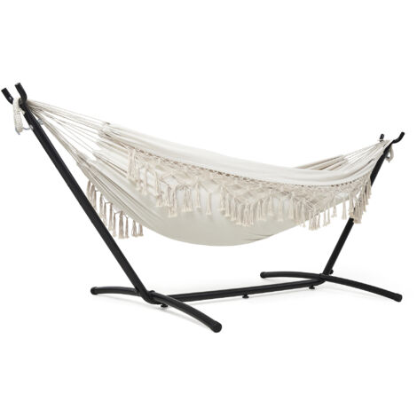 Mondeer Hamac Double avec Support, Hamac de Jardin Portable avec Cadre en Fer Robuste Réglable
