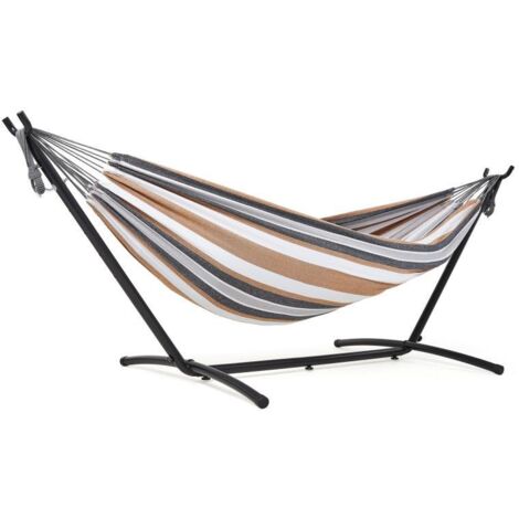 Hamac sur pied avec support double extérieur avec sac de transport portable pour balcons terrasses rouge Marron Mondeer