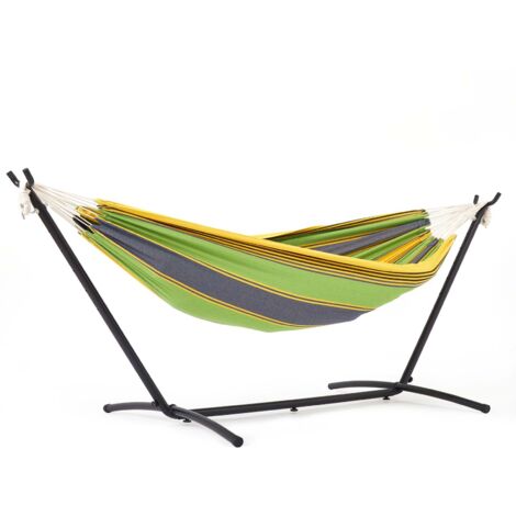 Hamac sur pied avec support double extérieur avec sac de transport portable pour balcons terrasses Vert Mondeer