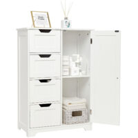 Meuble Salle De Bain VASAGLE 2 Tiroirs + 2 Paniers - Buffet Rangement 30x60x80cm Blanc Nuage
