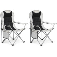 Lot de 2 chaises de camping pliantes – Tissu Oxford imperméable – Cadre acier 120 kg – Sac de transport inclus – Gris clair – Intimate Wm Heart