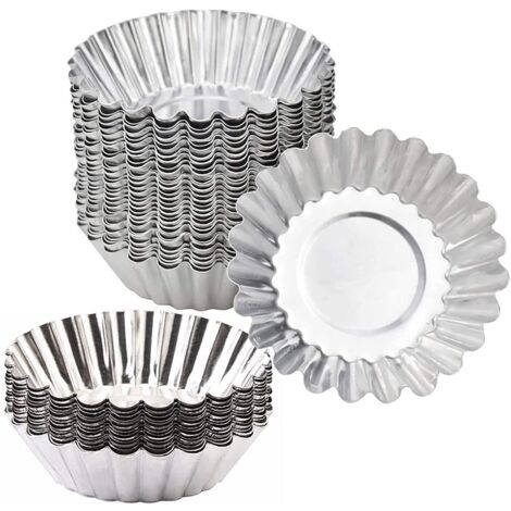 50 cestini per biscotti riutilizzabili, resistenti al calore, antiaderenti, 7x5x2 cm, argento (1/5)