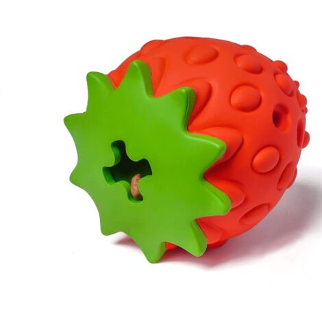 Giocattolo per la dentizione del cane a forma di fragola, rosso/verde (1/5)
