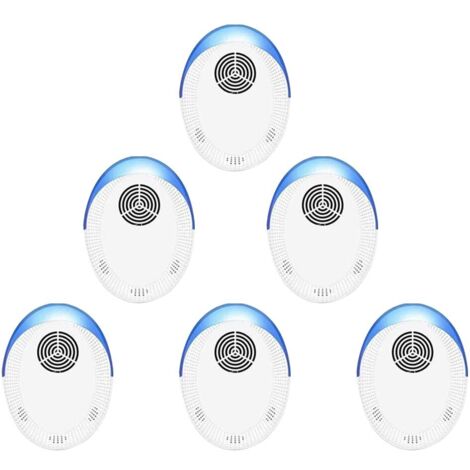 Confezione da 6 repellenti per roditori e insetti, repellente ad ultrasuoni, atossico, inodore, molto efficace, potente, bianco (1/5)