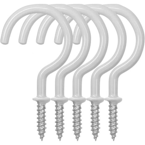 Ganci a vite, gancio da soffitto con vite da 7,4 cm / 2,9" rivestito in vinile per uso interno ed esterno - Bianco 20 pezzi (1/5)