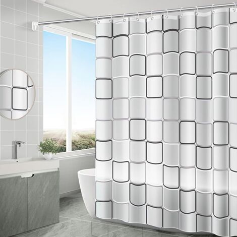 Tenda da doccia con motivo in marmo bianco, decorazione da