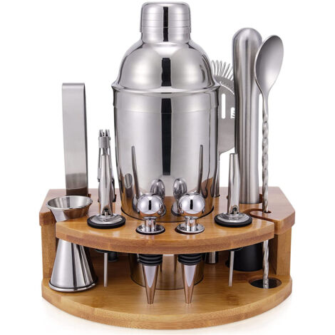 Set da barman, acciaio inossidabile, shaker cobbler, 750 ml, 12 pezzi, argento (1/5)