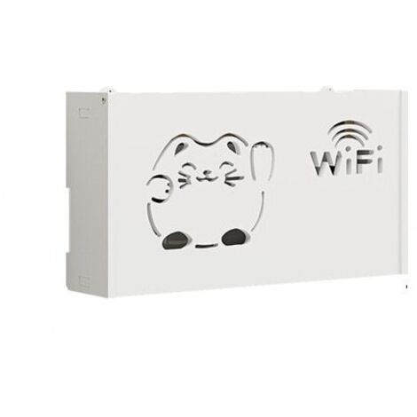 Cutie depozitare router WiFi, Lemn, 20x38x8.5 cm, Alb (1/5)