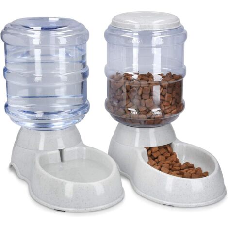 2X Distributore di cibo secco e acqua - Accessorio per gatto e cane - 2X Ciotole automatiche per cibo - per gatto, cane, coniglio - Capacità 3,8 l
