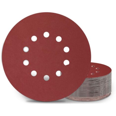 Dischi abrasivi da 225 mm, 25 pezzi, grana P400, 10 fori, dischi abrasivi rotondi da 225 mm, carta vetrata per levigatrice per cartongesso, levigatrice a giraffa (1/5)