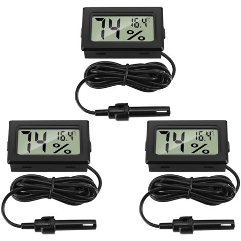 Termometro igrometro digitale con sonda esterna, misuratore di temperatura e umidità per incubatrice per rettili, pollame, rettile, soggiorno, ufficio (3 pezzi)