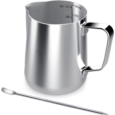 Brocca per latte in acciaio inossidabile, brocca per latte da caffè portatile da 350 ml, brocca per latte