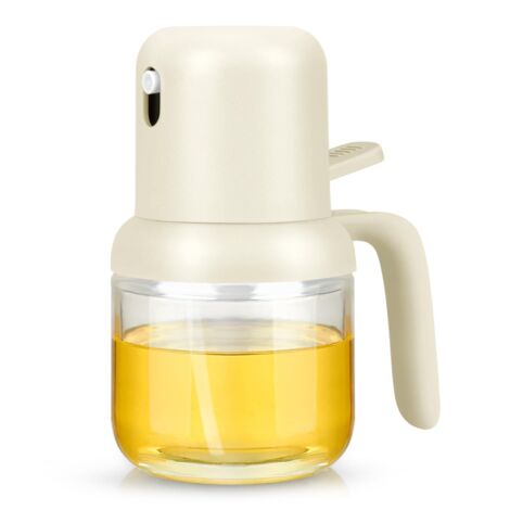 Flacone spray per olio, spruzzatore per olio da cucina in vetro da 180 ml, flacone per olio e aceto, spruzzatore per olio d'oliva (beige) (1/5)
