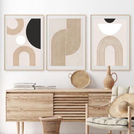 Set di 3 poster premium, quadri da parete moderni astratti, senza cornice, stampa su tela