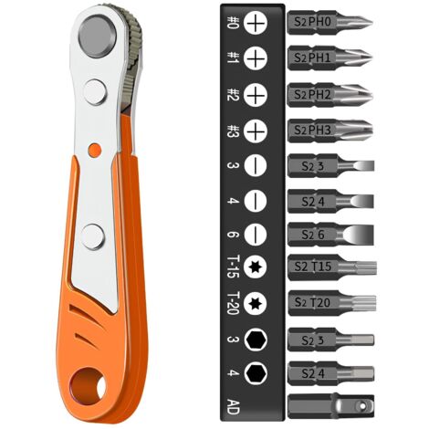 Cacciavite magnetico a croce, chiave a cricchetto mini da 1/4 da 4,5 pollici, cacciavite ad angolo retto multifunzionale con punta a croce corta per addetti alla manutenzione domestica (1/5)
